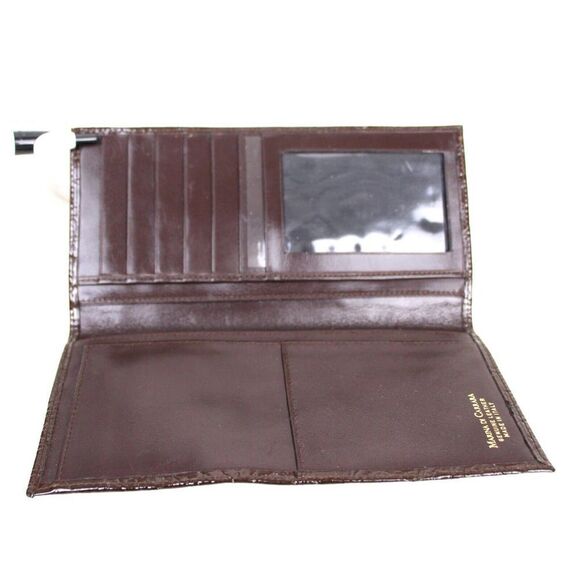 Marina Di Carrara PATENT BROWN GENUINE LEATHER ID CARD BILL BIFOLD WALLET PURSE - Picture 3 of 8